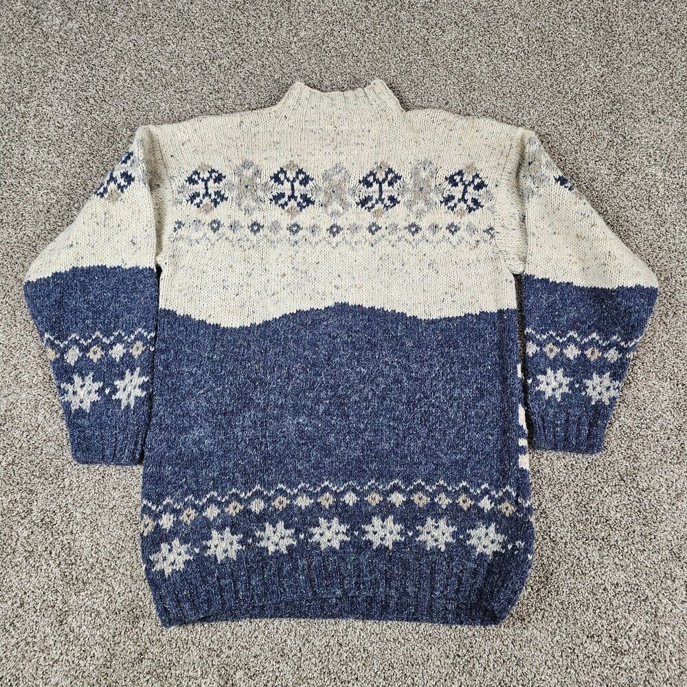 Vintage Polar Bear Sweater Mens Large Wool Blend Mock Neck 80s 90s Pullover Rib - Picture 2 of 9